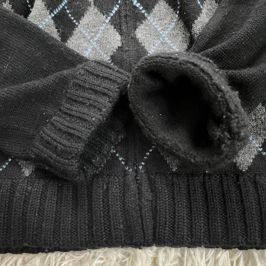 バーバリーブラックレーベル 厚手セーター　アーガイル　ウール　ブラック×ブルー 3