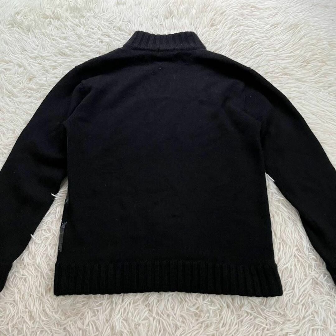 バーバリーブラックレーベル 厚手セーター　アーガイル　ウール　ブラック×ブルー 6