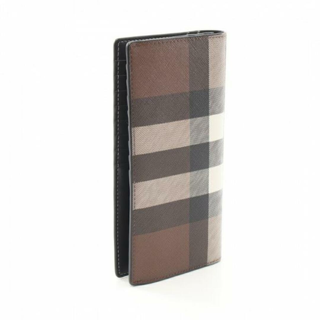 BURBERRY - ジャイアントチェック 二つ折り長財布 PVC レザー ブラウン