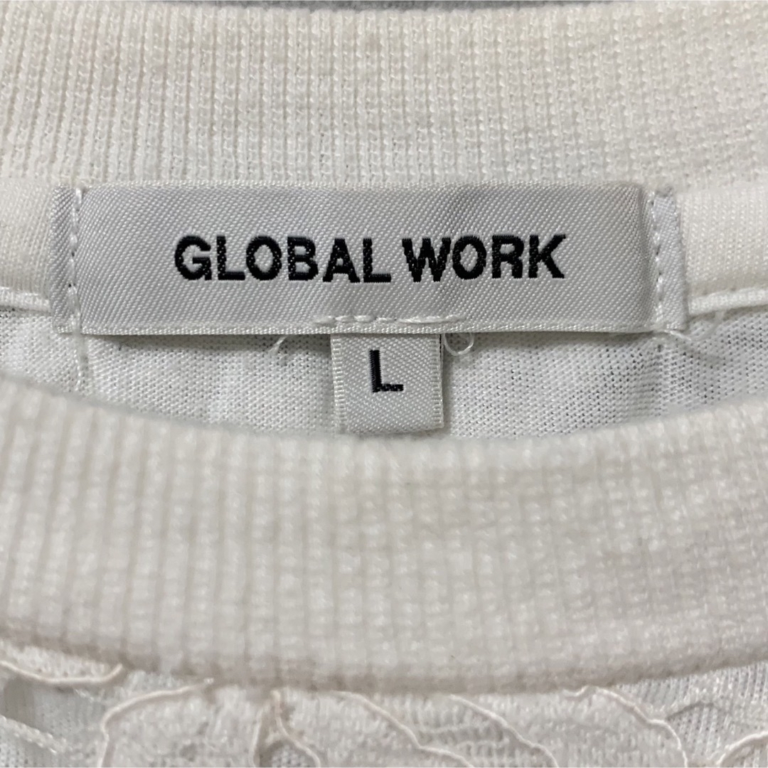 GLOBAL WORK(グローバルワーク)の☆グローバルワーク☆総レース　花柄　ホワイト　ブラウス　シャツ　リブ　オフィス レディースのトップス(シャツ/ブラウス(半袖/袖なし))の商品写真