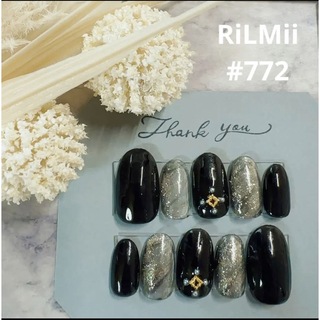 RiLMii#772 ブラック/ニュアンスネイルチップ