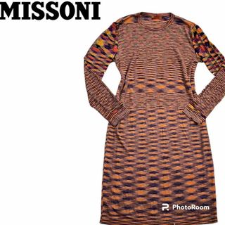 MISSONI - 美品 茶タグ ミッソーニ 長袖ワンピース マルチカラー