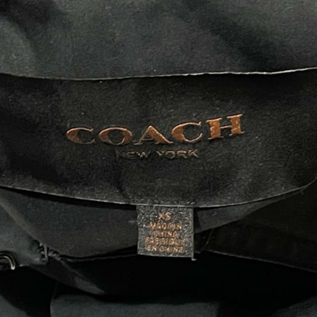 コーチ coach ウールコート wool coat XS 黒 革 レザー SM