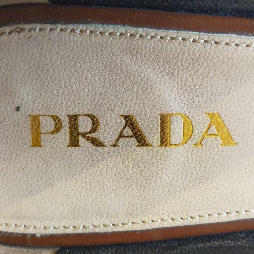 本日限定 PRADA レザーローファー スクエアトゥ ロゴ刻印 リール