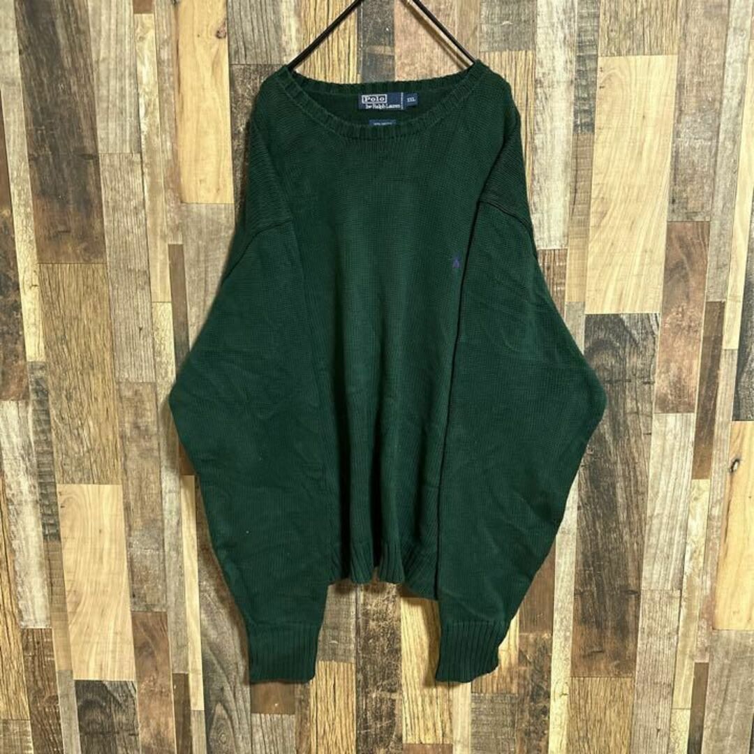 ラルフローレン ニット セーター 緑 XXL USA古着 長袖 ニット-