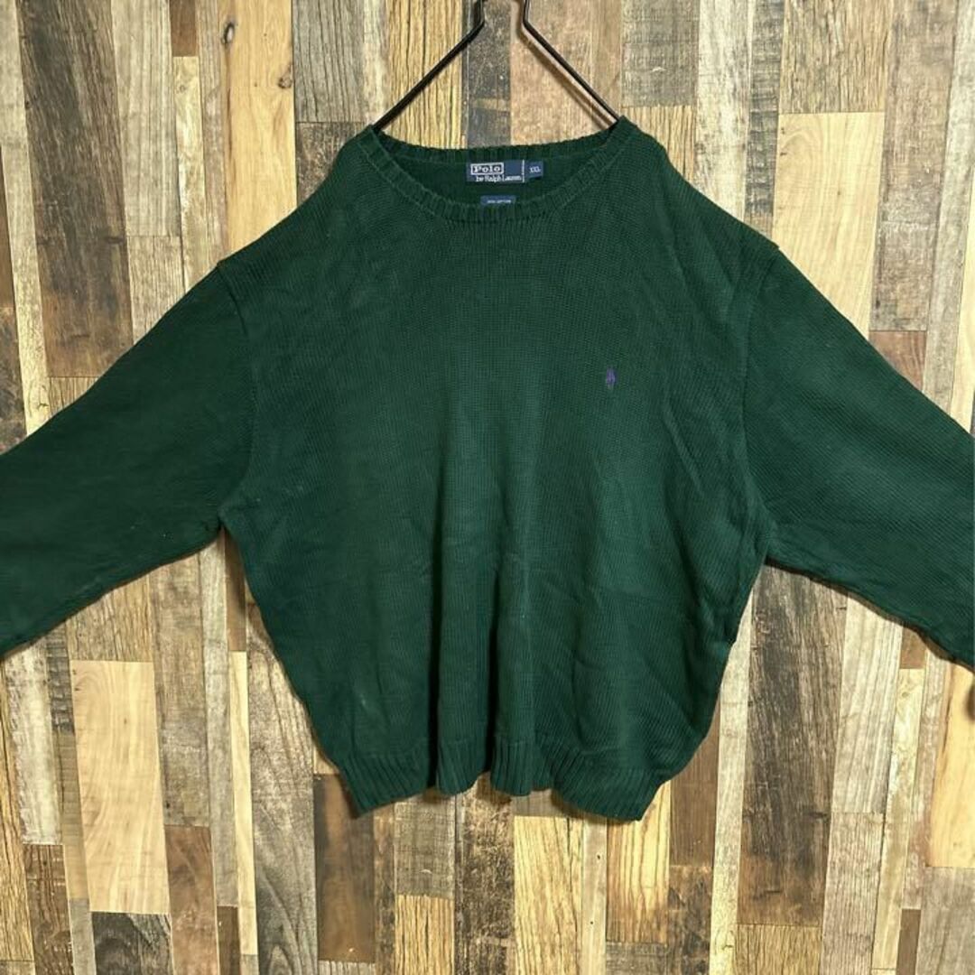 ラルフローレン ニット セーター 緑 XXL USA古着 長袖 ニット-