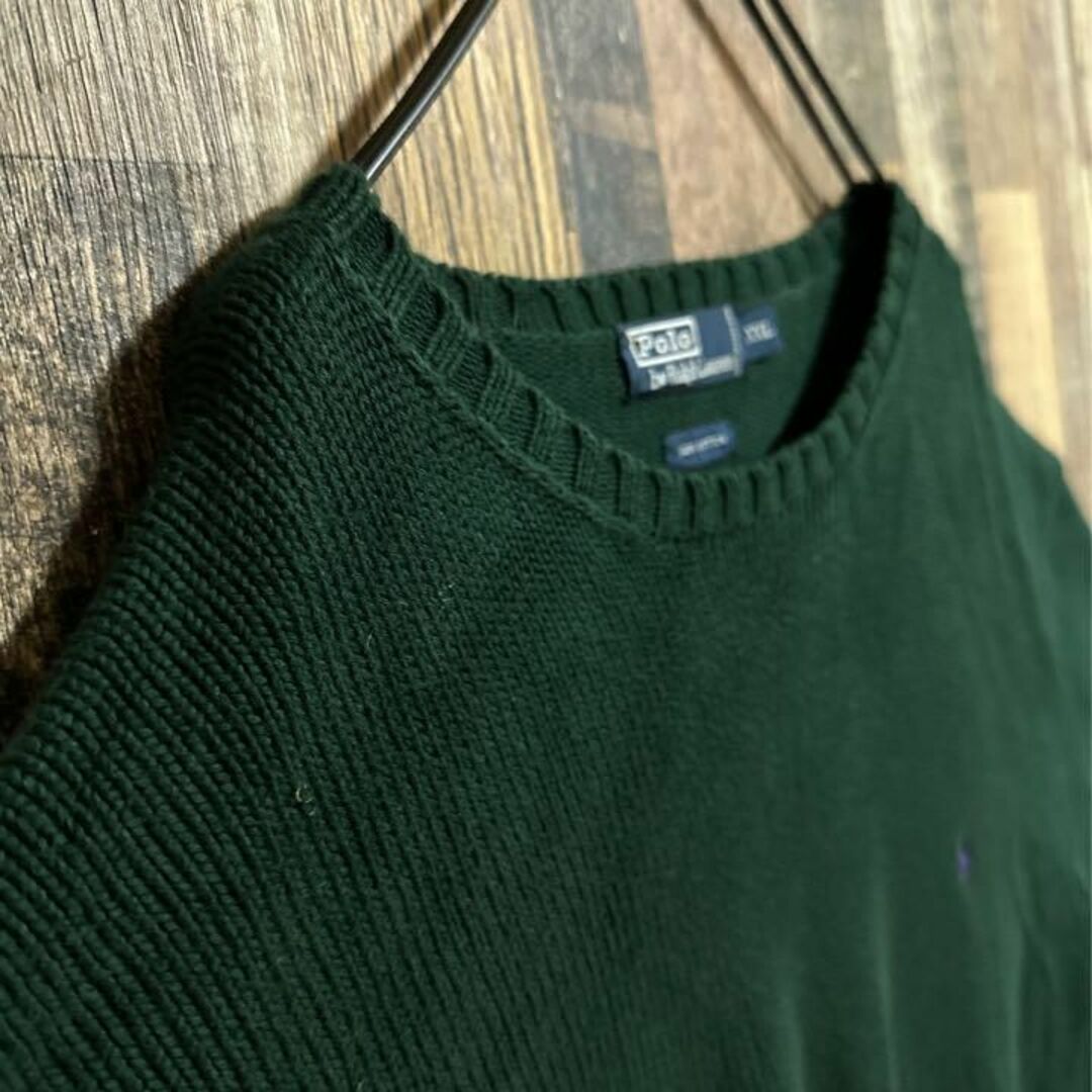 ラルフローレン ロゴ ニット セーター グリーン XXL 緑 USA古着 冬服