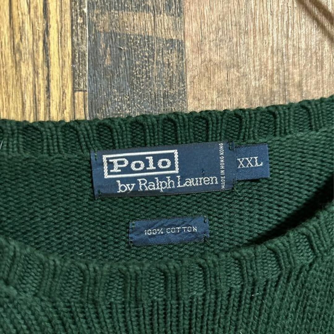 ラルフローレン ロゴ ニット セーター グリーン XXL 緑 USA古着 冬服