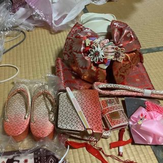 七五三 大きめ七歳作り帯のフルセット 帯幅18センチ草履21センチ - 七五三