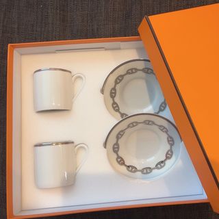 エルメス(Hermes)のHERMES シェーヌダンクル デミタスカップ＆ソーサ ペア(食器)