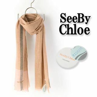 シーバイクロエ(SEE BY CHLOE)の841c 新品 シーバイクロエ 洗える カシミヤ マフラー  薄手 大判ストール(マフラー/ショール)