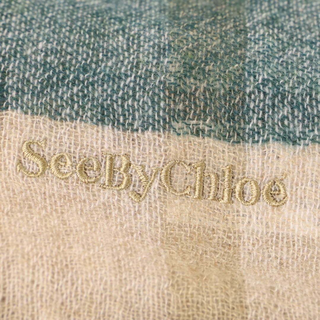 SEE BY CHLOE(シーバイクロエ)の889a 新品 シーバイクロエ 洗える カシミヤ マフラー 薄手 大判ストール  レディースのファッション小物(マフラー/ショール)の商品写真