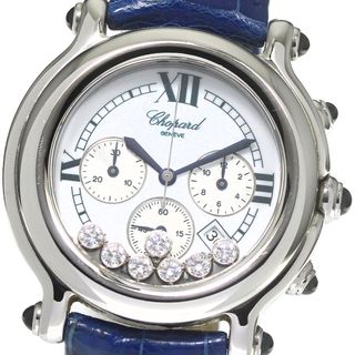 ショパール(Chopard)のショパール Chopard 28/8269-23 ハッピースポーツ 7Pダイヤ クロノグラフ クォーツ メンズ 美品 保証書付き_769865(腕時計(アナログ))