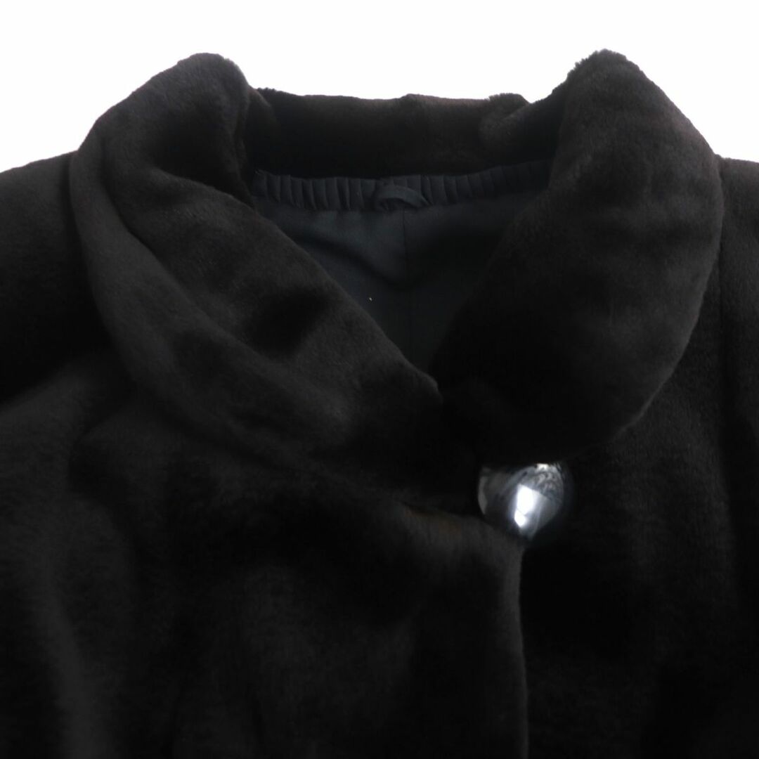 美品▽MINK ミンク 本毛皮セミロングコート ダークブラウン F 毛質艶や