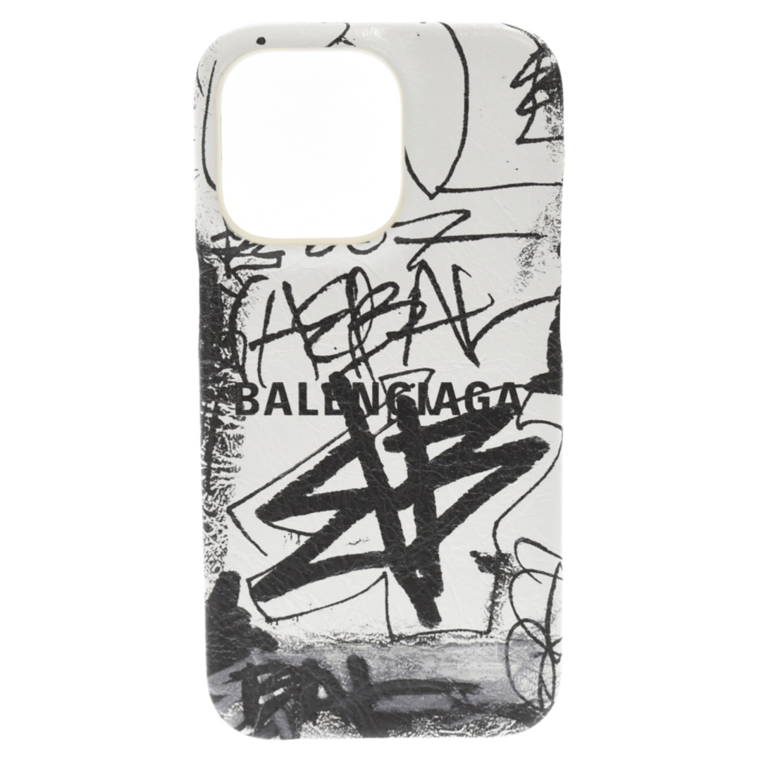 BALENCIAGA バレンシアガ Graffiti グラフィティプリントロゴアイフォンケース iPhoneケース 13PRO ホワイト/ブラック