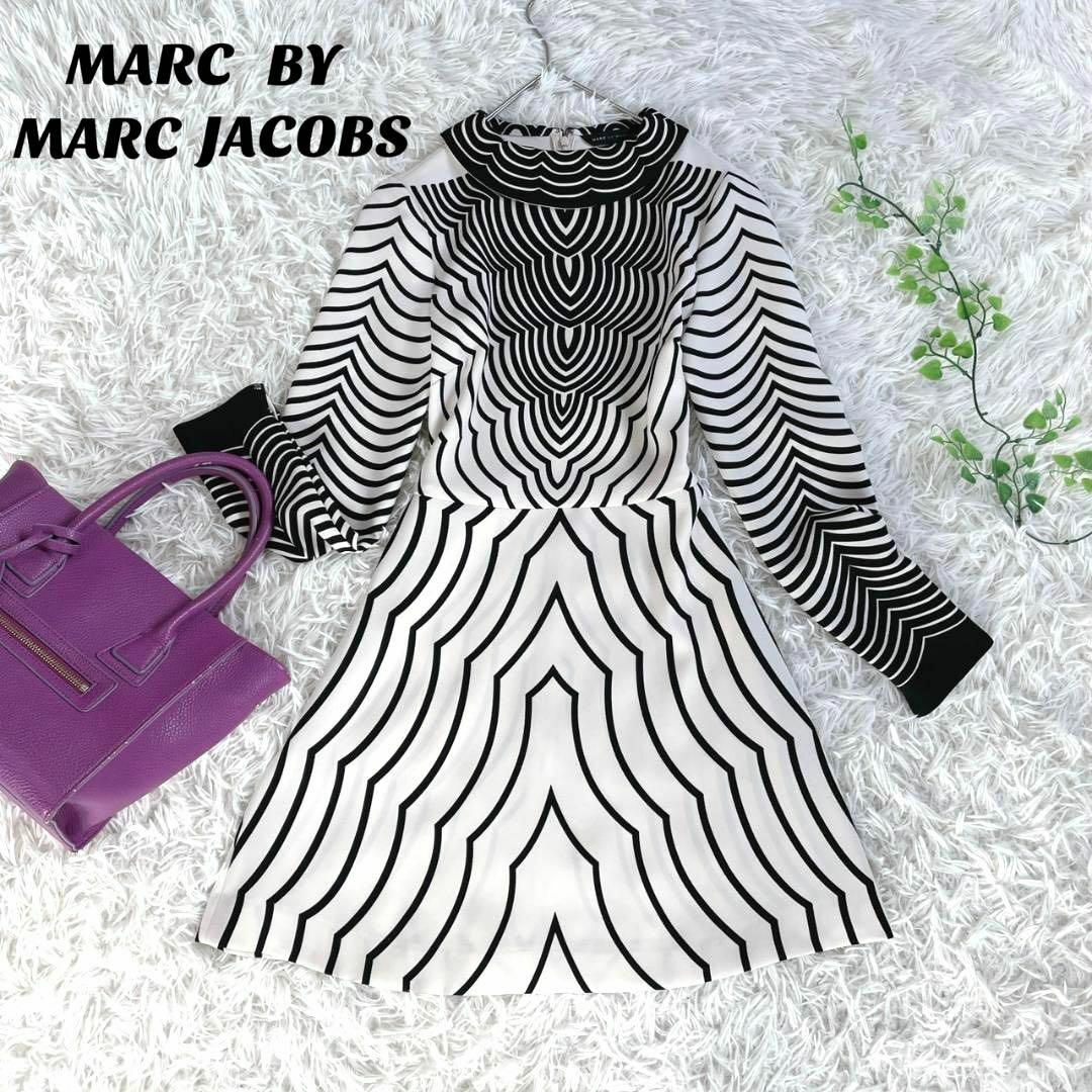 美品 MARC BY MARC JACOBS ワンピース 総柄 ひざ丈 長袖