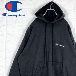 チャンピオン(Champion)のチャンピオン ビッグサイズ パーカー 刺繍ワンポイントロゴ 黒 プルオーバー(パーカー)