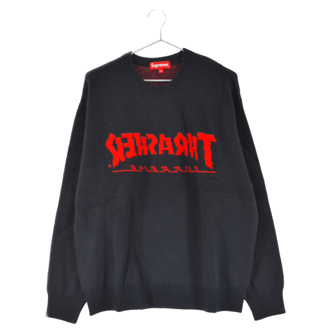 Supreme(シュプリーム)のSUPREME シュプリーム 21AW×THRASHER Sweater スラッシャー フロントロゴクルーネックニットセーター ブラック/レッド メンズのトップス(ニット/セーター)の商品写真