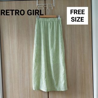 レトロガール(RETRO GIRL)の【美品】RETRO GIRL ギンガムチェックシフォンロングスカート(ロングワンピース/マキシワンピース)