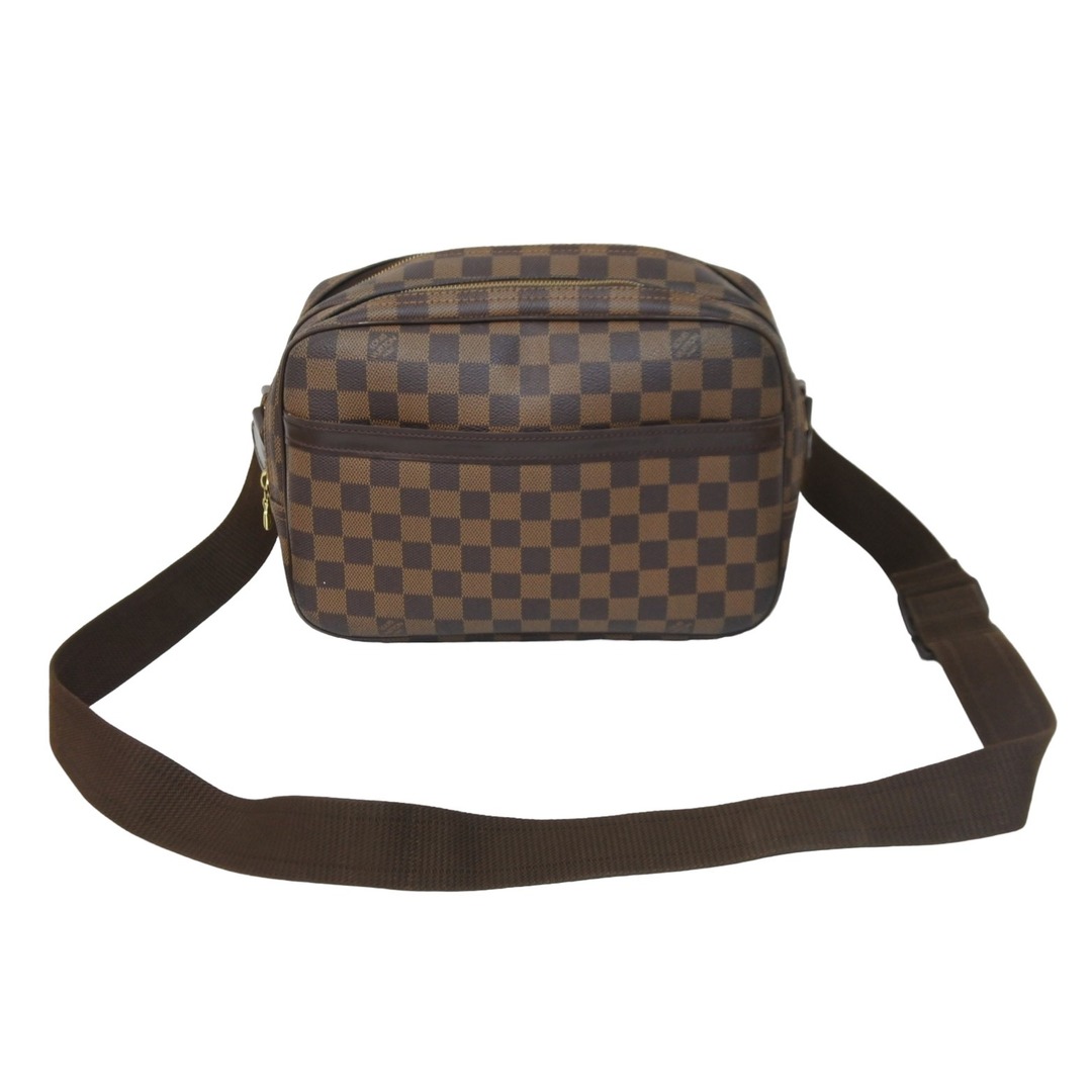 ファスナー外側LOUIS VUITTON ルイヴィトン ショルダーバッグ リポーター PM ダミエキャンバス N45253 ブラウン ゴールド金具 美品  55222