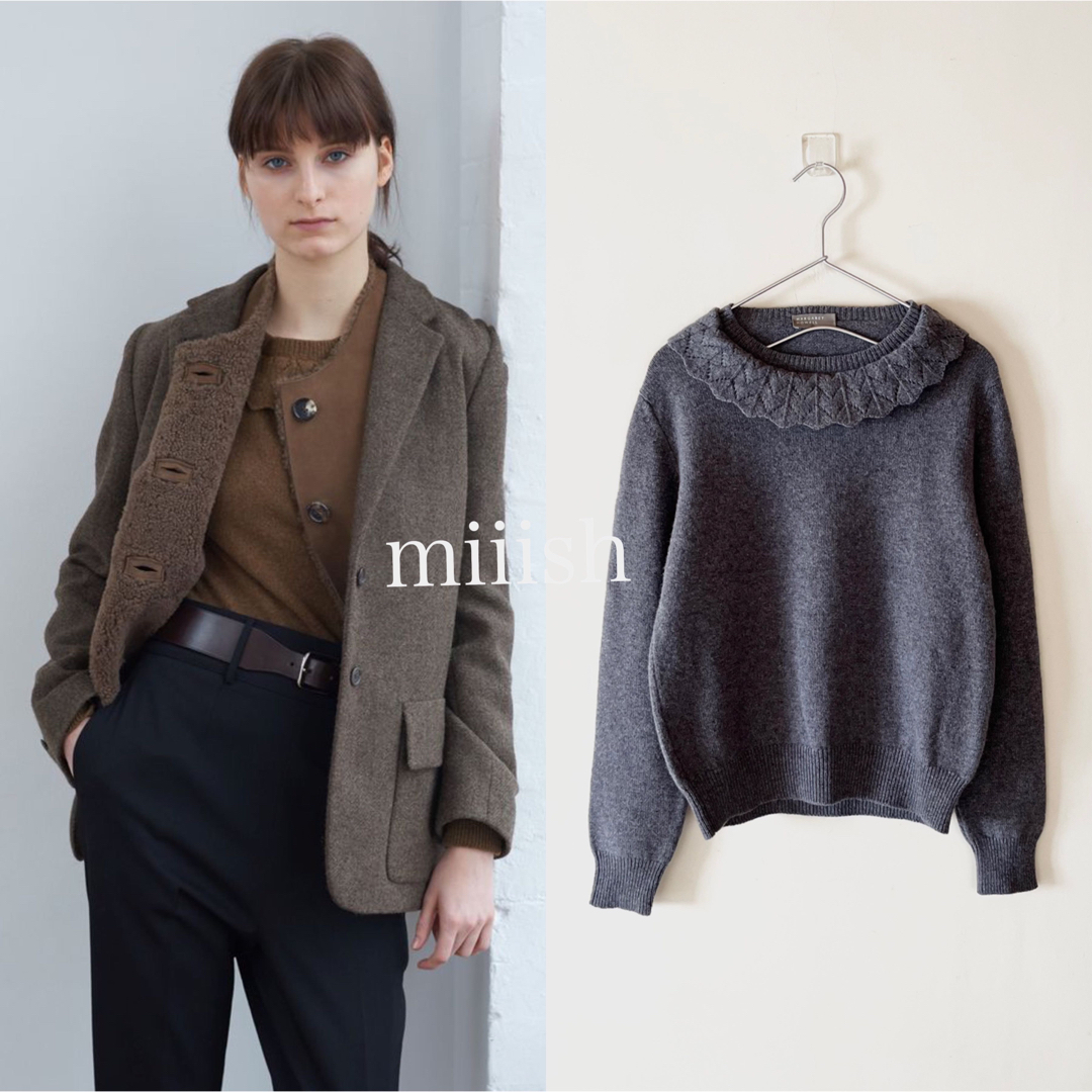 美品 マーガレットハウエル ウールカシミヤ レースカラーニット 5.3万ニット/セーター