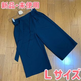 【新品】【ORLLIA オリリア】ワイドパンツ L リボン付 濃緑 グリーン(カジュアルパンツ)