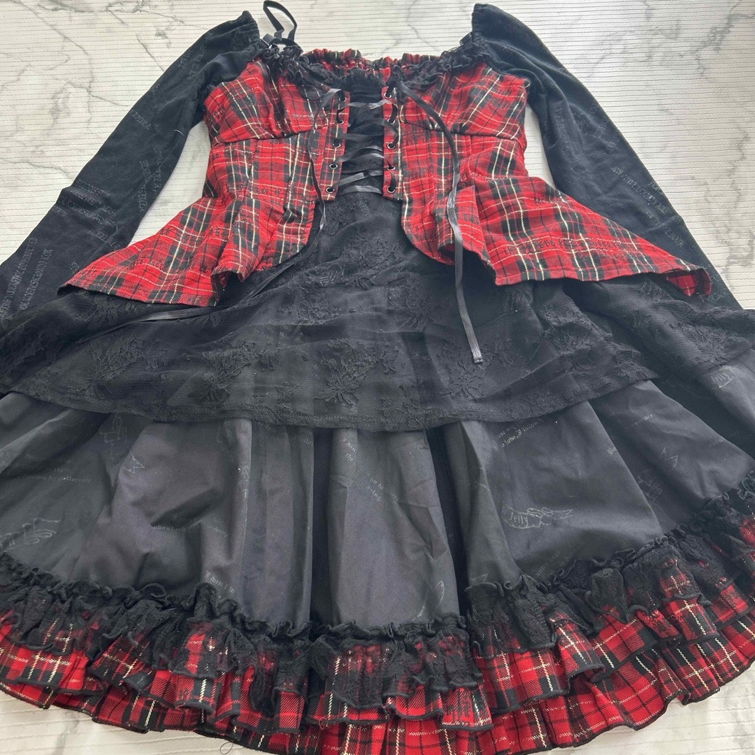 h.naoto - h.naoto jelly 赤チェックワンピース ゴスロリの通販 h.naoto - h.naoto jelly 赤チェックワンピース ゴスロリの通販