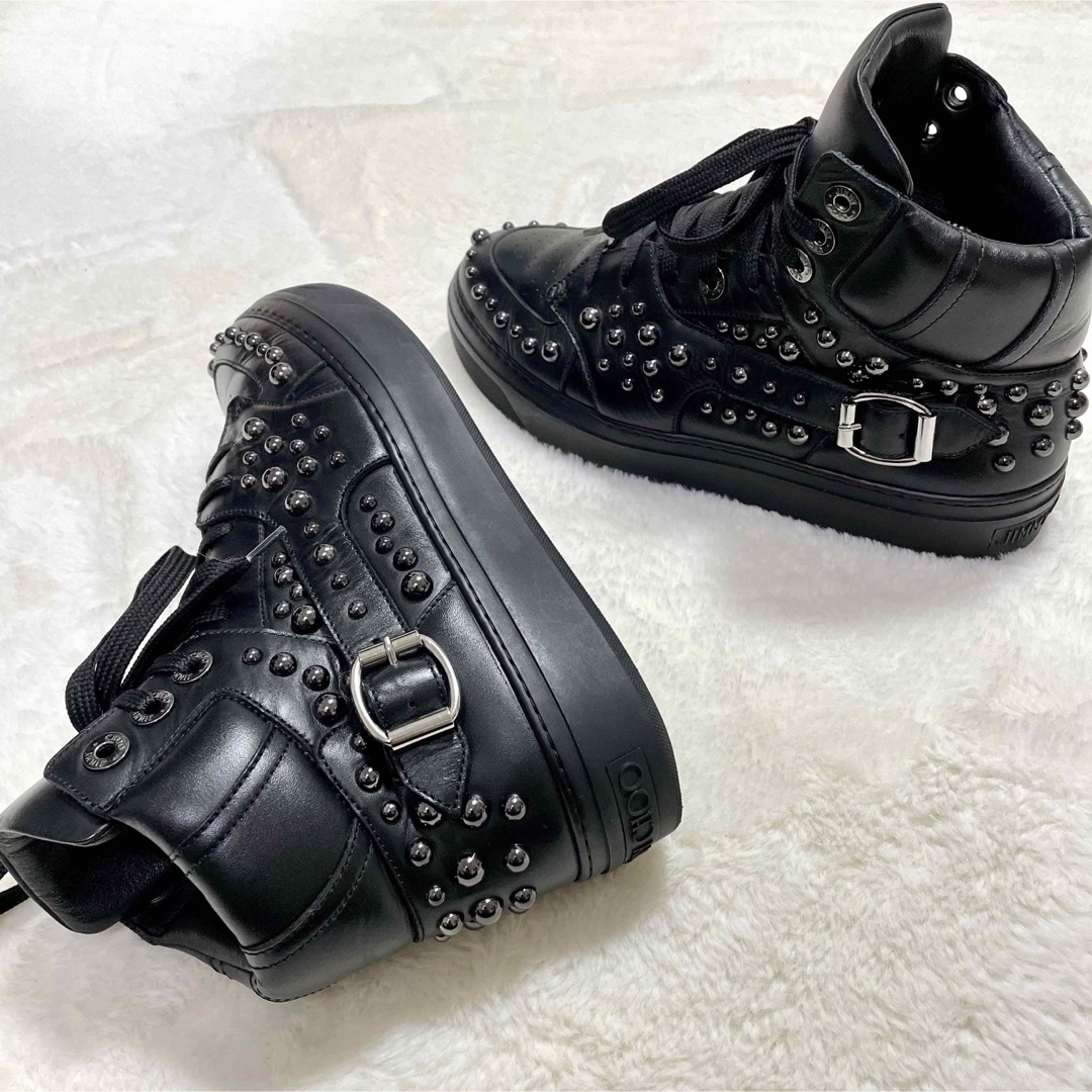JIMMY CHOO ジミーチュウ ハイカット スタッズ レザースニーカー