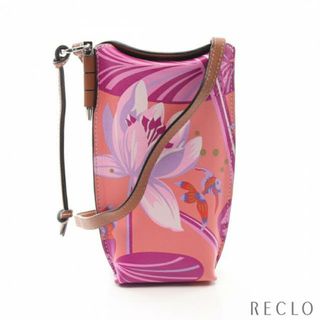 ロエベ(LOEWE)のPAULA'S IBIZA WATER LILY GATE POCKET イビザ ウォーターリリー ゲート ポケット ショルダーバッグ レザー コーラルピンク ブラウン マルチカラー(ショルダーバッグ)