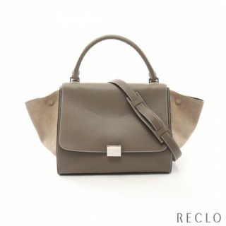 セリーヌ(celine)のトラペーズ ミディアム ハンドバッグ レザー スエード グレーベージュ 2WAY(ハンドバッグ)