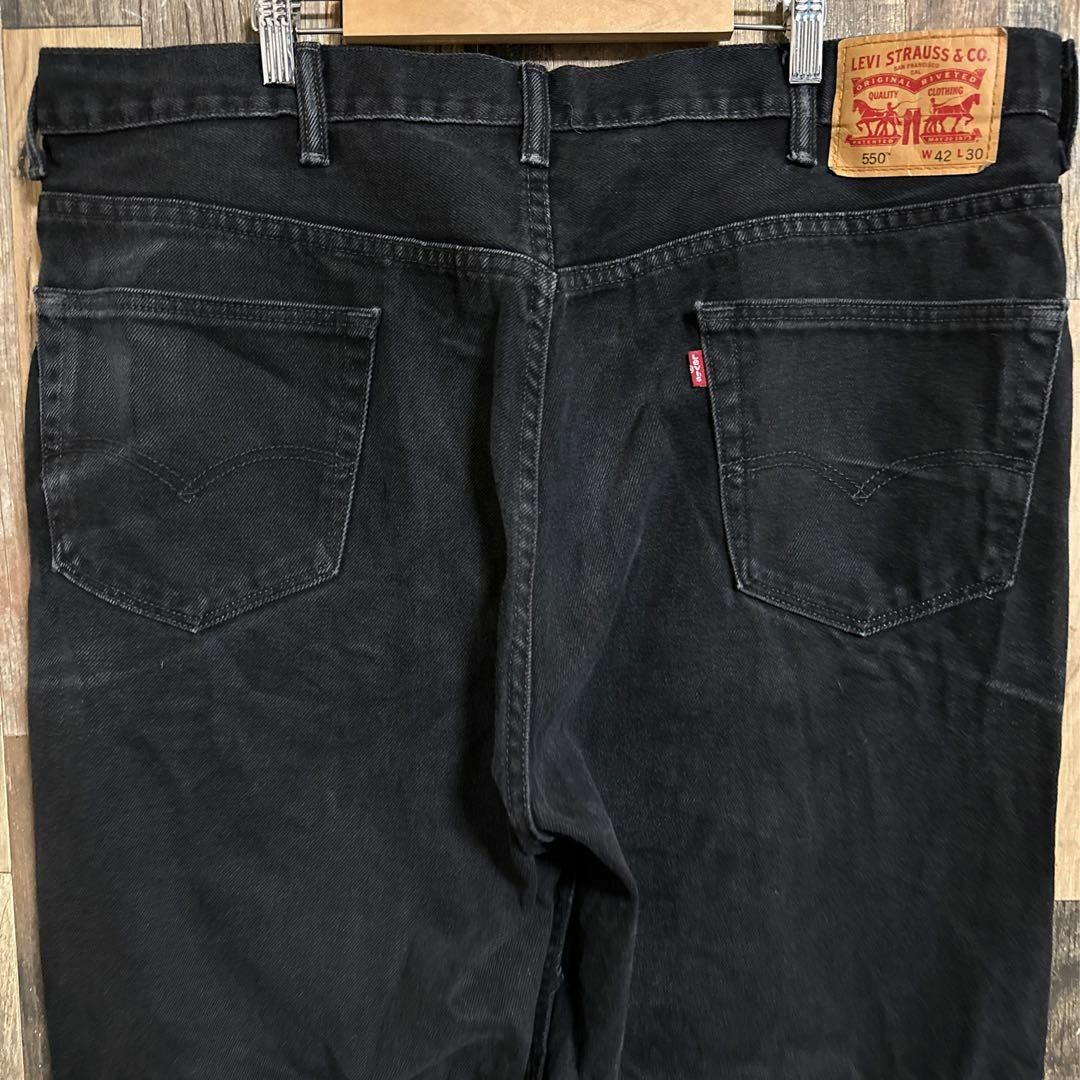 リーバイス 550 ジーンズ ブラック デニム パンツ USA古着 ロゴ 42
