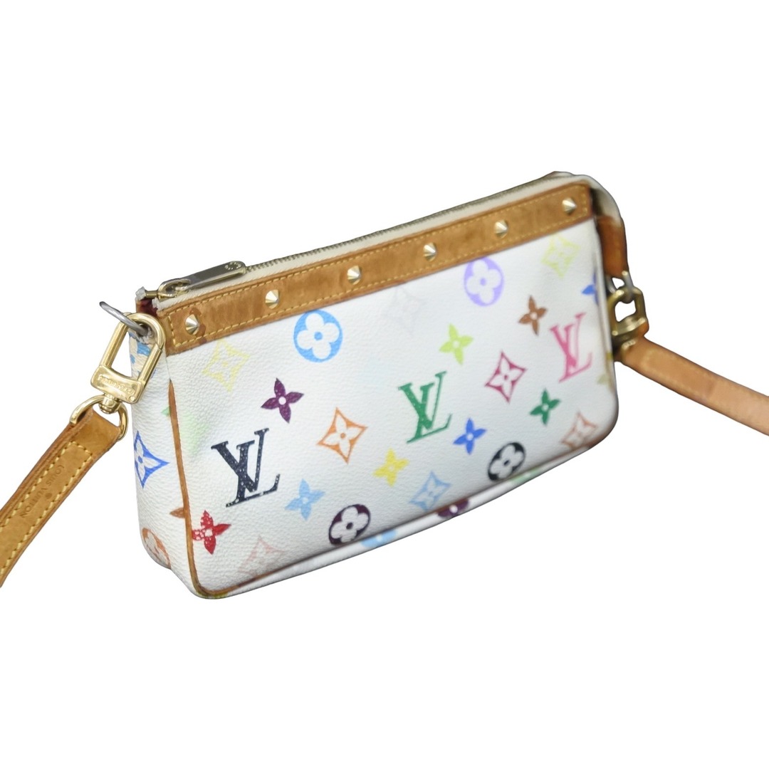 LOUIS VUITTON ルイヴィトン ポーチ マルチカラー ポシェットアクセソワール ホワイト M92649 村上隆 良品  55244