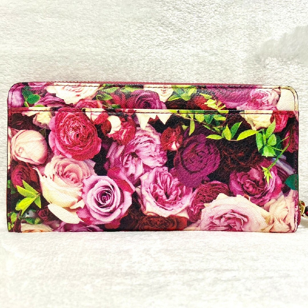 ケイトスペード 花柄 フラワー 内側可愛い ラウンドファスナー長財布