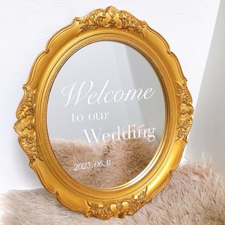 ウェルカムボード 結婚式 ウェディング アンティークミラー 鏡 ウェルカムミラー(ウェルカムボード)