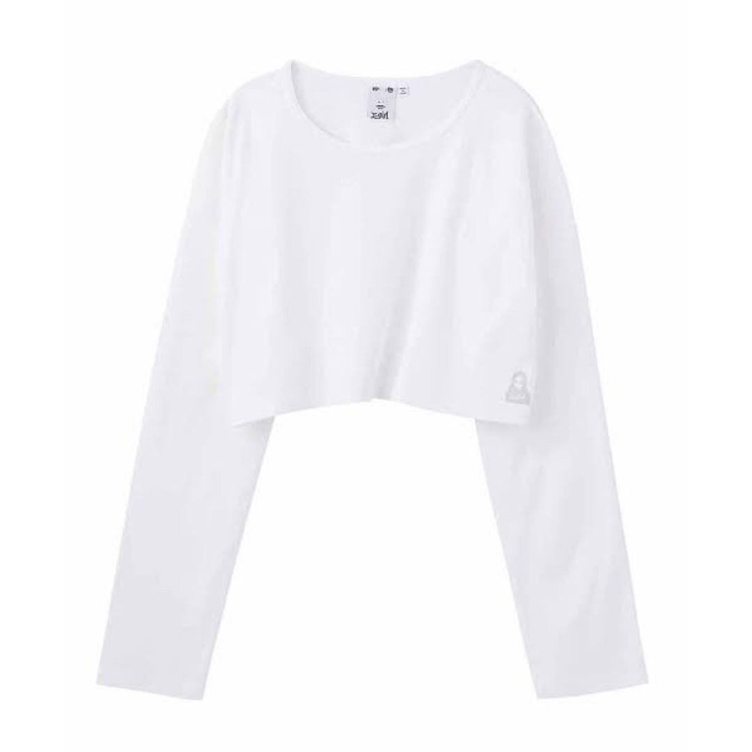 X-girl(エックスガール)のX-girl FACE L/S CROPPED TOP クロップド丈 シンプル レディースのトップス(Tシャツ(半袖/袖なし))の商品写真