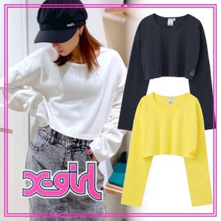 エックスガール(X-girl)のX-girl FACE L/S CROPPED TOP クロップド丈 シンプル(Tシャツ(半袖/袖なし))