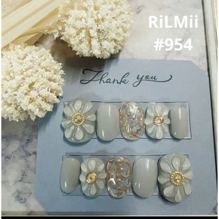 RiLMii#954 グレー×ぷっくり/ネイルチップ コスメ/美容のネイル(つけ爪/ネイルチップ)の商品写真