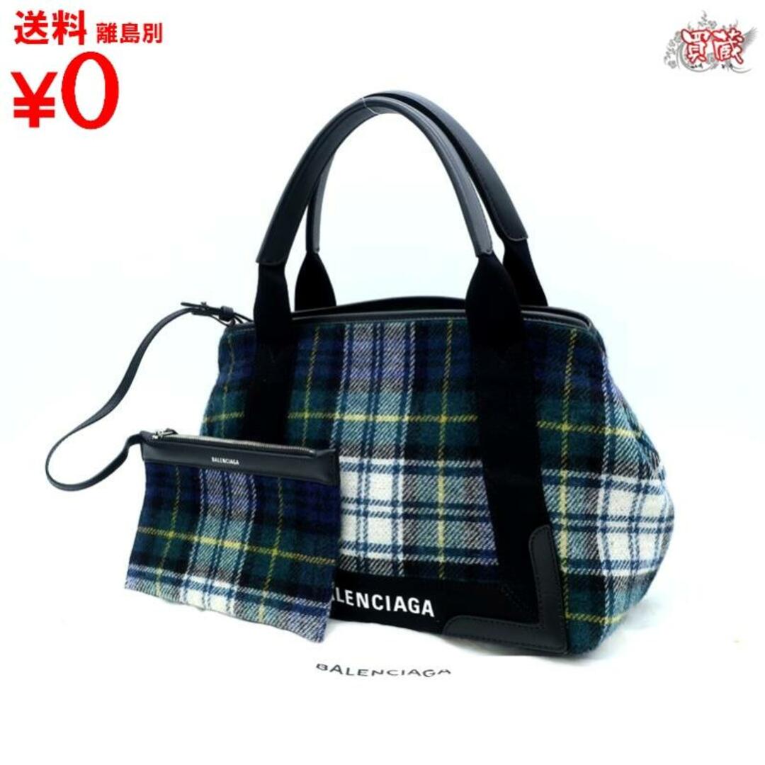 BALENCIAGA　バレンシアガ　
ネイビーカバス XS 339933　
ウール チェック　
ハンドバッグ レディース　
【正規品】　
【買蔵】