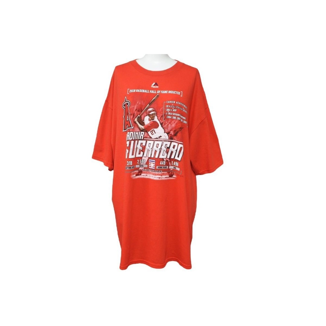 未使用 Majestic Vladimir Guerrero ゲレーロ Tシャツ 半袖 野球 ベースボール ロサンジェルス エンジェルス レッド XL 32053約76cm身幅