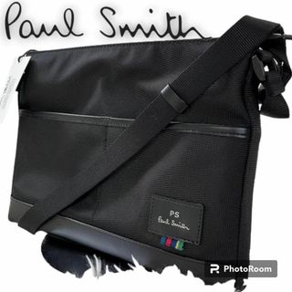 極美品 ポールスミス コレクション Paul Smith COLLECTION バッグ ミニ ショルダーバッグ ロゴ柄 カーフレザー メンズ レディース ブラック