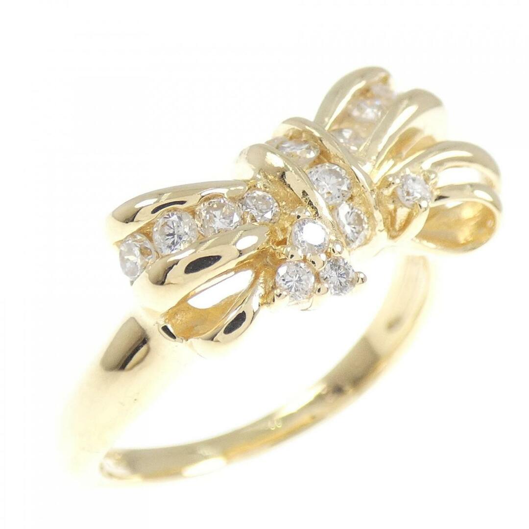 K18YG リボン ダイヤモンド リング 0.20CT