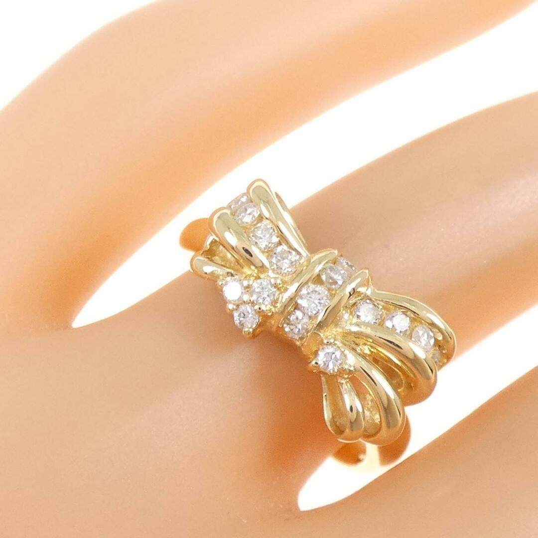 K18YG リボン ダイヤモンド リング 0.20CT