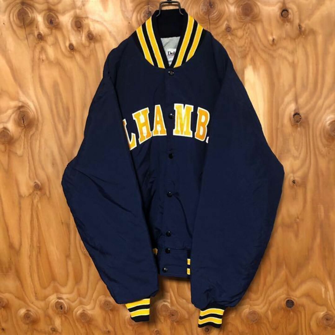 カレッジ ロゴ スタジャン ナイロン ネイビー USA古着 90s アウター