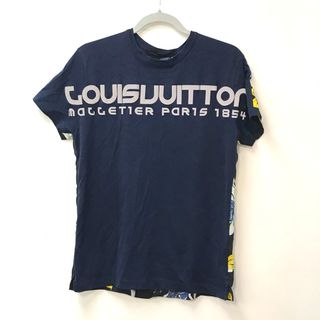 ルイヴィトン(LOUIS VUITTON)のルイヴィトン LOUIS VUITTON ボタニカル柄 ロゴ トップス アパレル 半袖 半袖Ｔシャツ コットン ネイビー(Tシャツ/カットソー(半袖/袖なし))