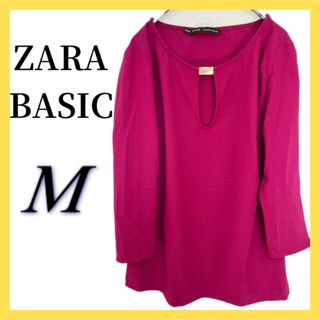 ザラ(ZARA)のZARA BASIC  ザラ トップス Ｍサイズ 紫 ブラウス シャツ(シャツ/ブラウス(長袖/七分))