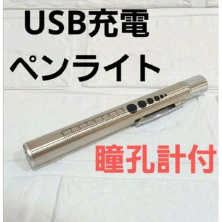 【新品未使用】USB充電　二色切り替え　ペンライトシルバー　医療　看護　災害用(その他)