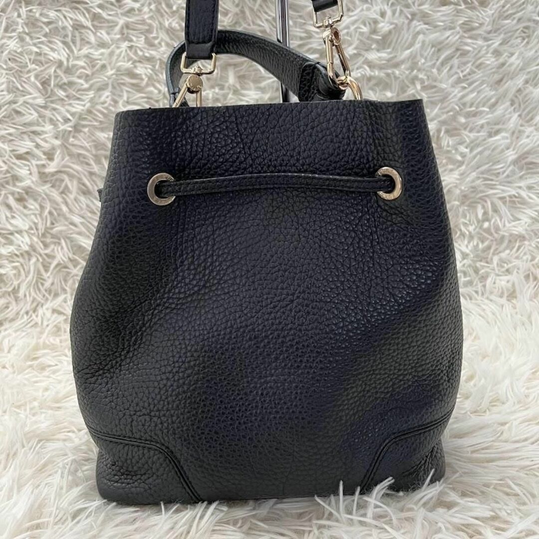 極美品 FURLA レザー ダフネ 2WAY ショルダーバッグ 黒 巾着