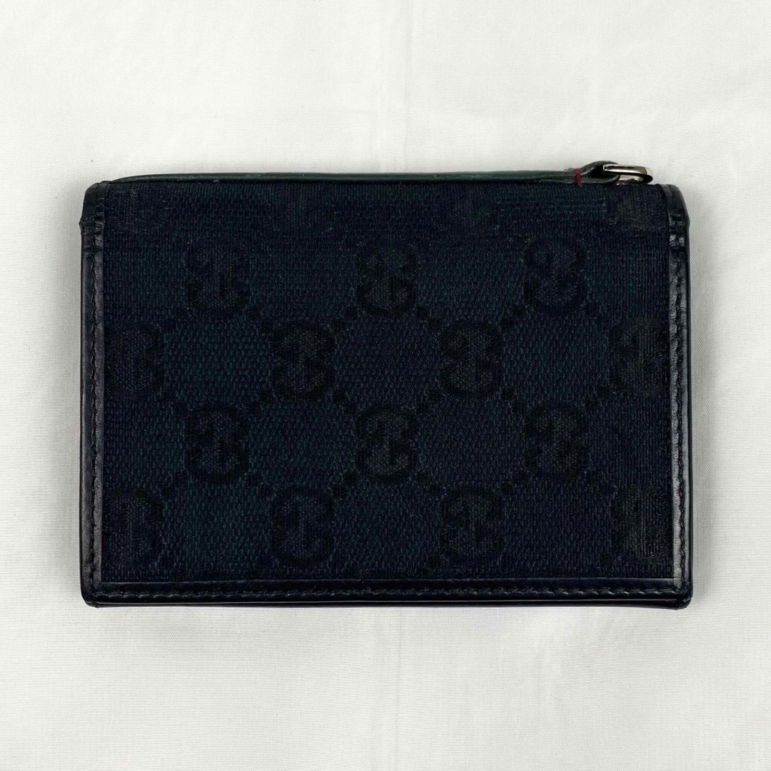 Gucci(グッチ)のGUCCI 名刺入れ　定期入れ　GG柄　シェリーライン　キャンバス×レザー　黒 メンズのファッション小物(名刺入れ/定期入れ)の商品写真