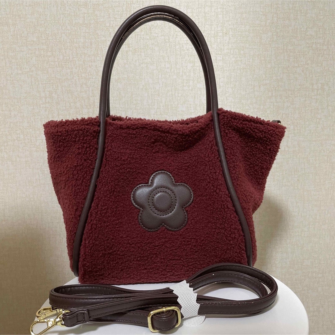 マリークワント 2wayリバーシブル ボアミニトートバッグ MARY QUANT