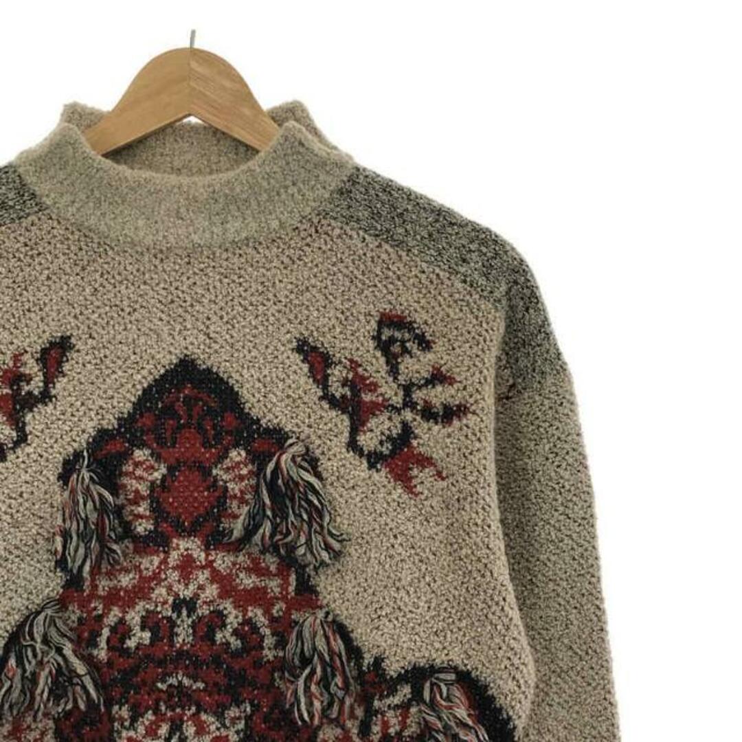 TOGA PULLA / トーガプルラ | Rug jacquard knit pullover ラグ ジャガード フリンジ ニット プルオーバー | 36 | グレージュ/レッド | レディース レディースのトップス(ニット/セーター)の商品写真